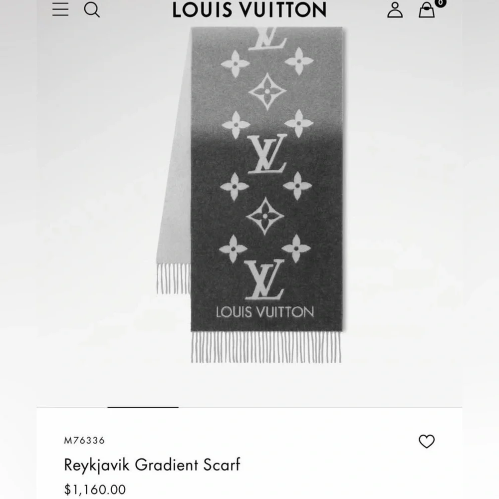 Louis Vuitton Black and Gray Cashmere Scarf - Picture 7 of 10